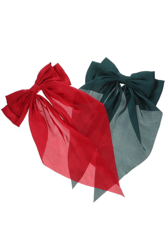 2Pcs Long Tail Hair Bow Clips Assorted Color Accessories for Elegant Hairstyles