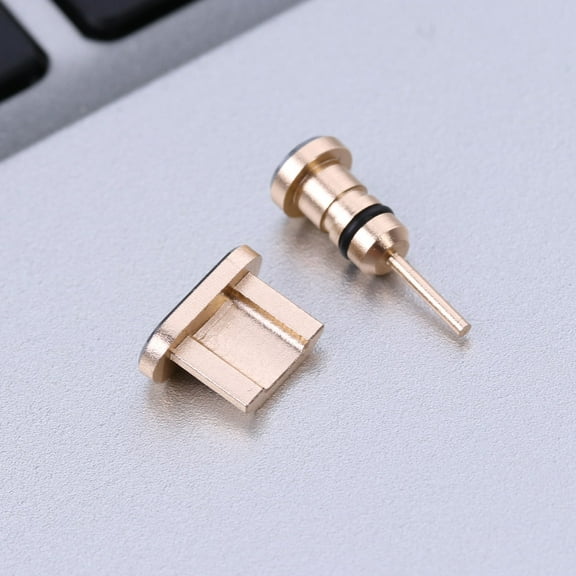AURARMLET 2Pcs Mobile Phone Dust Plugs Golden Aluminum Alloy For Smartphone Users