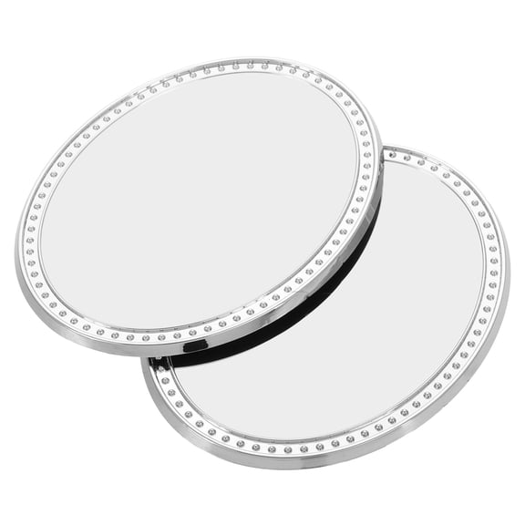 AURARMLET 2Pcs Plated Silver Oval Handheld Vanity Mirrors High Definition Safety Mirrors Portable for Decoration and Travel