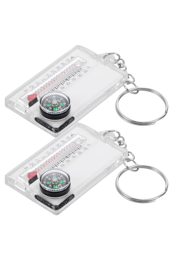 Compact Outdoor Compass Keychain, Accurate Direction, Multi-Color, Plastic and Stainless, 2Pcs