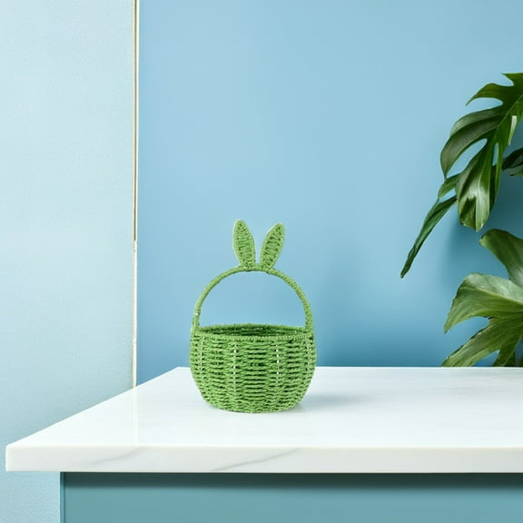 AURARMLET 2-Pack Ear Woven Storage Baskets with Nonslip Base, Assorted Colors for Travel, Home Organization and Storage