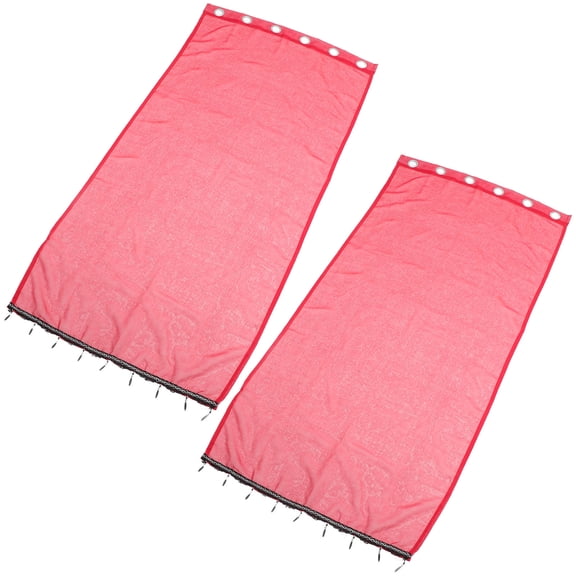 AURARMLET 2-Pack Red Sheer Curtains for Kitchen Window, Red Polyester Fabric, Brightens Homeowners' Living Room Lighting