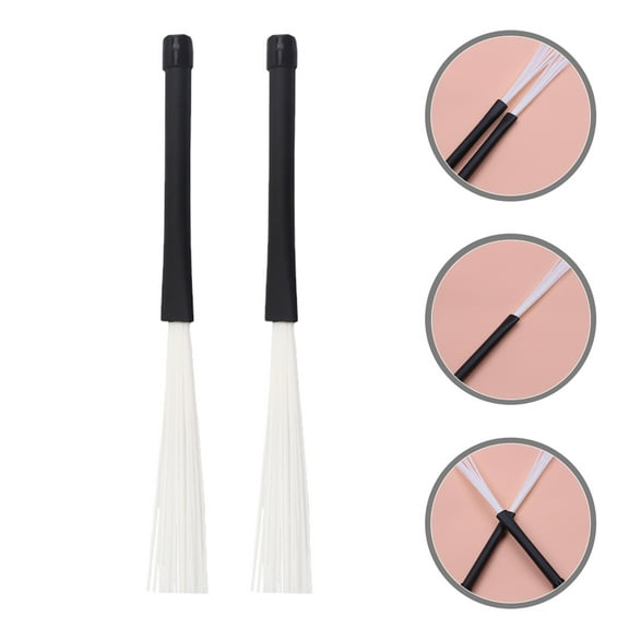 AURARMLET 2Pcs Retractable Nylon Wire Drum Brushes White for Percussion with Sturdy Use