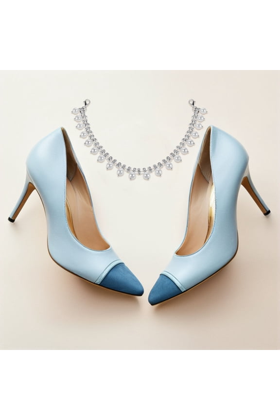 2Pcs Rhinestone Shoe Accessories White Chains for Women Formal Events