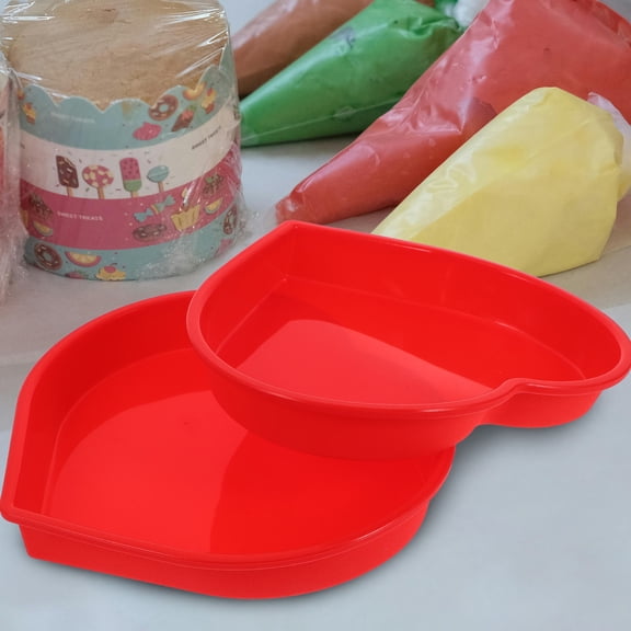AURARMLET 2Pcs Silicone Heart Shaped Cake Pans Red Nonstick Bakeware for Oven and Microwave