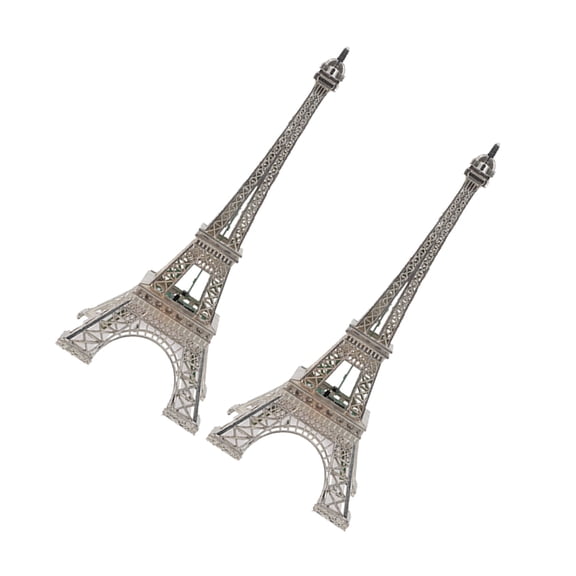 AURARMLET 2Pcs Silver Eiffel Tower Figurine Statue Zinc Alloy Desktop Ornaments for Home Decoration