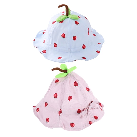 AURARMLET 2Pcs Newborn Hat with Adjustable Strap for Summer Beach Style in Assorted Color