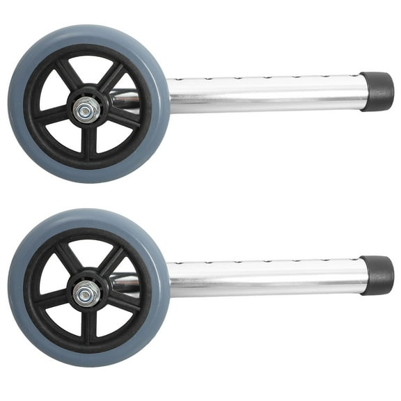 AURARMLET 2Pcs Universal Aluminum Walker Wheels Easy Assembly Adjustable Height Grey Front Wheel Replacement
