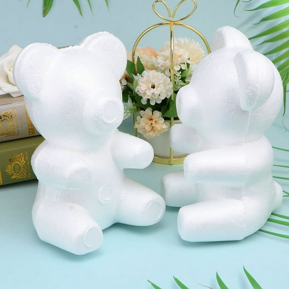 AURARMLET 2Pcs White Foam Bear Model for DIY Craft Decoration Party Ornament
