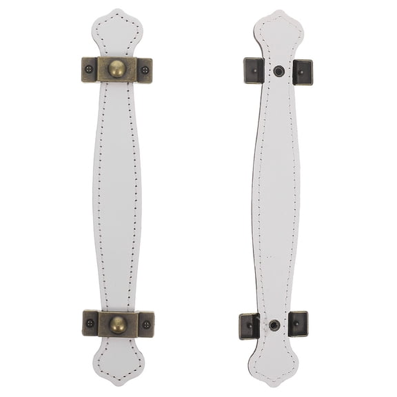 AURARMLET Set of 2 White PU Cabinet Pull Handles with Zinc Alloy Base for Kitchen, Bathroom, and Furniture Use