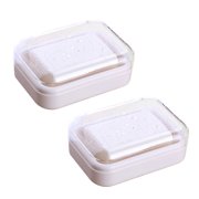 AURARMLET 2-Pack White Soap Case with Lid, Portable Soap Holder Box for Bathroom Shower Travel Storage Organizer