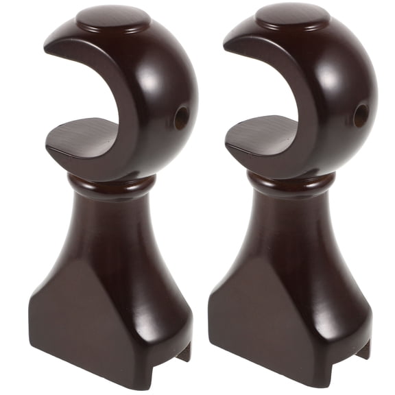 AURARMLET 2Pcs Wood Curtain Rod Brackets Coffee Color Practical Rod Holders for Bathroom and Living Room