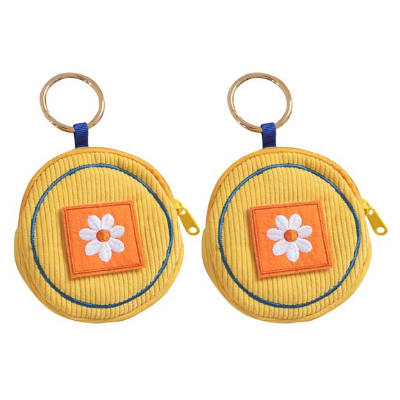 AURARMLET 2Pcs Yellow Soft Corduroy Change Holder Adorable Design Pocket Storage for Women