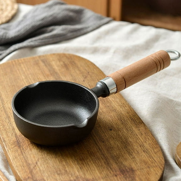 AURARMLET 2pcs Mini Cast Iron Skillet Set Black Butter Melting Pot Dumpling Frying Pan for Kitchen Cooking