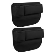 AURARMLET 2pcs Car Seat Gap Organizer Storage Box with Cup Holder Black PU