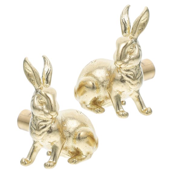 AURARMLET 2pcs Cute Animal Knob Rabbit Shape Cabinet Handles Brass Golden For Kids Rooms