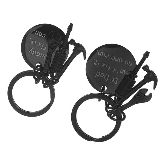AURARMLET 2pcs Dad Keychains Black Stainless Steel Pendant Design For Everyday Use