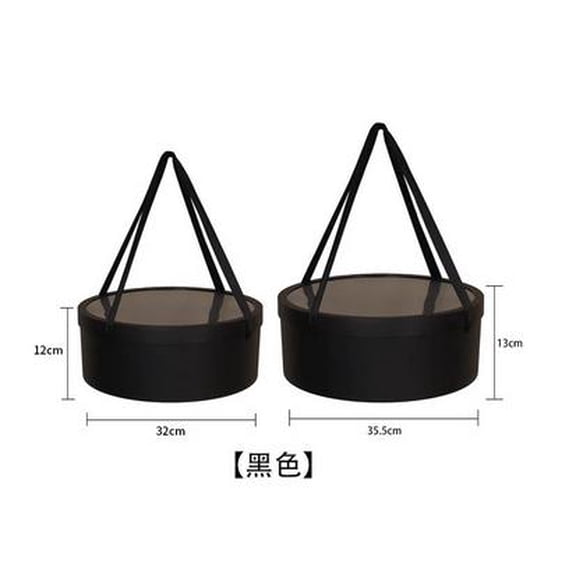 AURARMLET Round Fruit Flower Box Black Plastic for Wedding Elegant Design 2Pcs