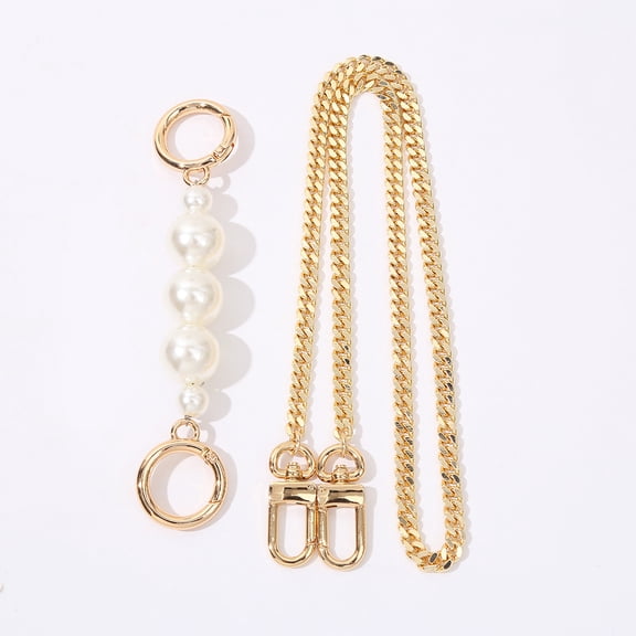 AURARMLET Plated Gold Handbag Chain Straps, Metal and ABS, Lightweight and Portable, Versatile Usage, 2Pcs