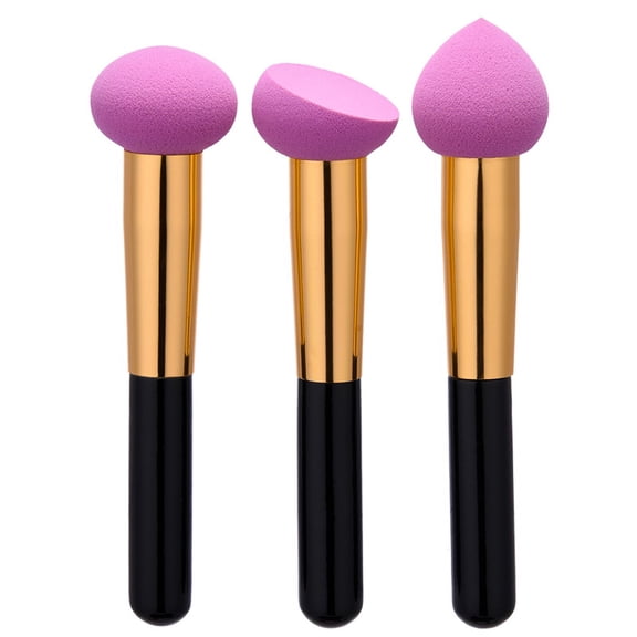 AURARMLET 3-Piece Powder Applicator Set with Handle for Blush and Makeup Application, Soft Brushes for Women