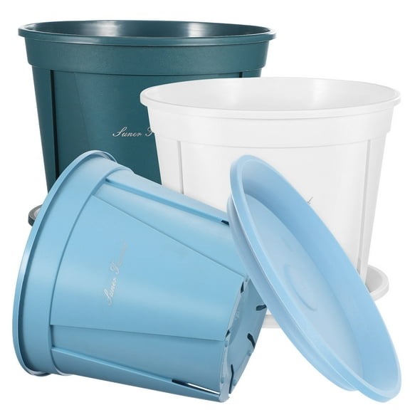 AURARMLET 3-Pack Indoor Planter Pots with Root Control, Green Plastic Nursery Containers for Houseplants and Small Plants