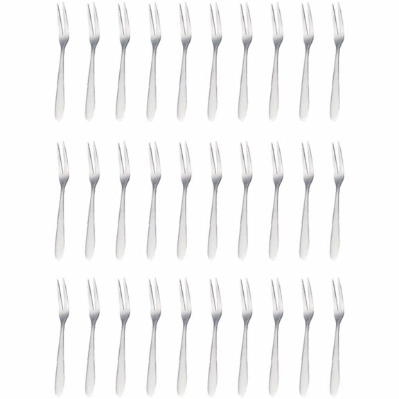 AURARMLET 30Pcs Appetizer Dessert Mini Forks Silver Two-Pronged for Family Friends Stainless Steel