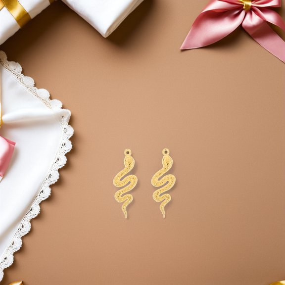 AURARMLET Golden Vintage Snake Shaped Keychain Pendant Zinc Alloy for DIY Crafts 30Pcs