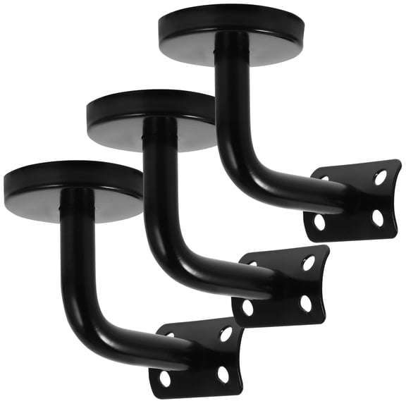 AURARMLET Set of 3 Black Stainless Steel Handrail Support Brackets for Bannister Mounting and Installation