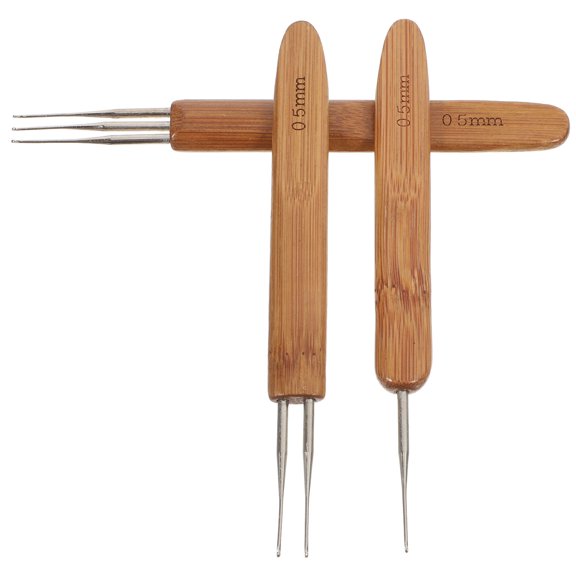 AURARMLET 3Pcs Dreadlock Tool Set Light Brown Crochet Hooks for Hair Braiding