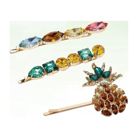 AURARMLET Pineapple Design Hairpin Acrylic Good Grip for Any Hairstyle 3Pcs