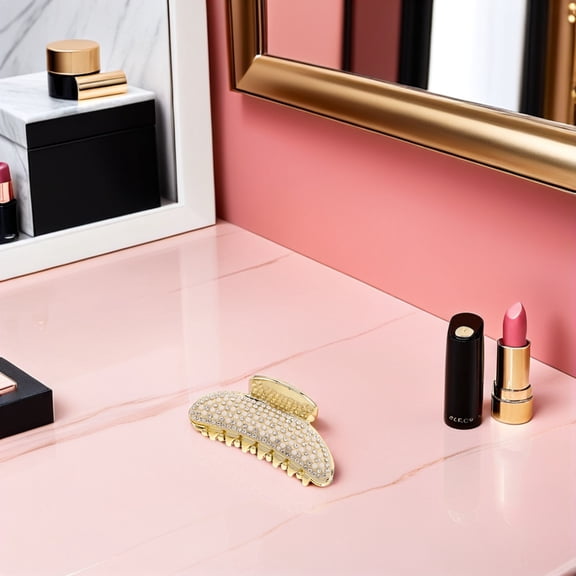 AURARMLET 3Pcs Gold Hair Claw Clips Nonslip Rhinestone Decorative Hair Clamps for Elegant Updo Styling