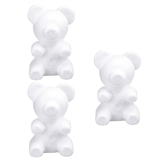 AURARMLET White Foam Bear Craft Set, 3 Pieces for Floral Arrangements, Home Decor, and Decorations