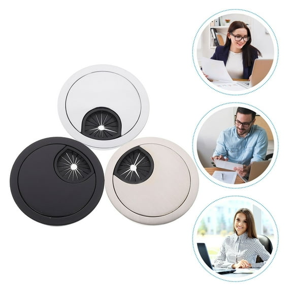 AURARMLET 3Pcs Zinc Alloy Round Desktop Grommets for Cord Management Wire Cover Home Office Supplies 1.3In