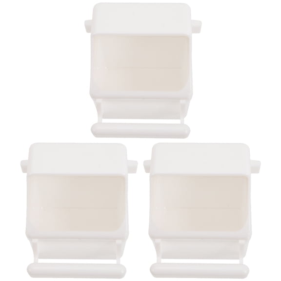 AURARMLET 3Pcs White Plastic Parrot Vegetable Feeder with Standing Rod for Bird Cage Accessories