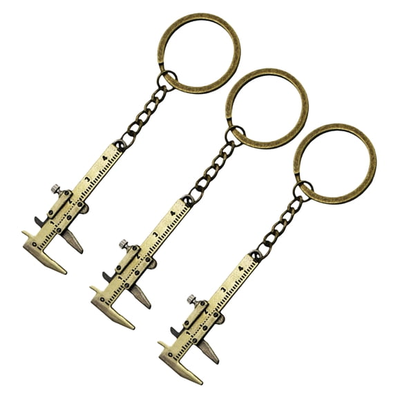 AURARMLET Durable Portable Vernier Caliper Keychain Zinc Alloy Light Brown Multifunctional Tool for Decor Mini Size