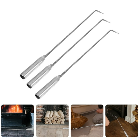 AURARMLET Set of 3 Iron Fireplace Tongs Lightweight Portable Fire Pit Tools for Camping and BBQ