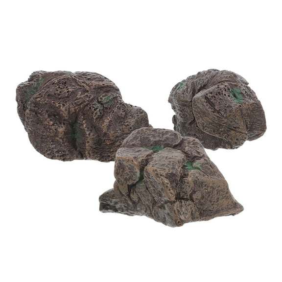 AURARMLET 3-Piece Train Rock Set - Plastic Decorative Rocks for Mini Garden Landscaping and Model Train Scenes