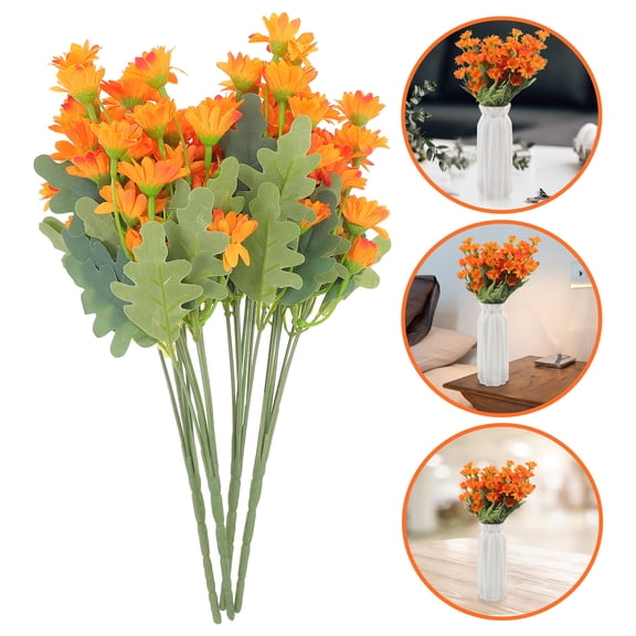 AURARMLET Lifelike Artificial Daisy Flowers in Orange Faux Blooms for Wedding and Photo Prop