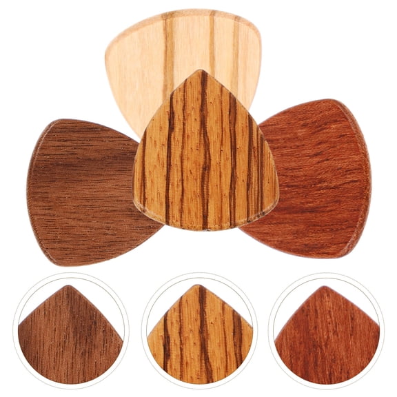 AURARMLET 4 Pcs Plectrum for Acoustic Guitar Walnut Wood Assorted Fingers