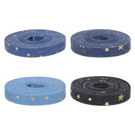 AURARMLET 4 Rolls Star Ribbon Trim for Crafts, Sewing, Embellishments, Denim Fabric, Creative Projects, Scrapbooking, Wrapping