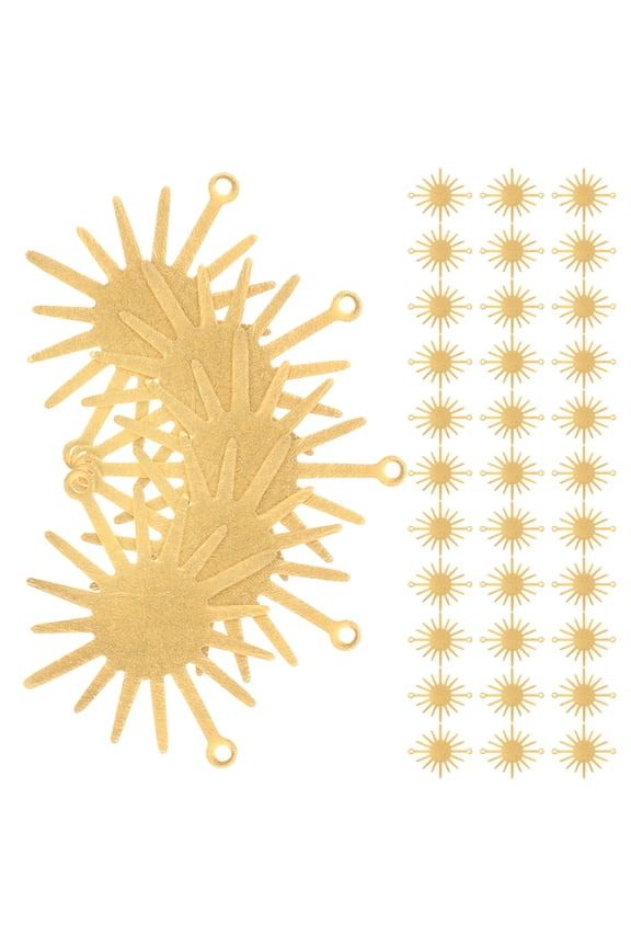 40Pcs Jewelry Sun Shape Pendants Golden Craft Charms for Bracelets Necklaces