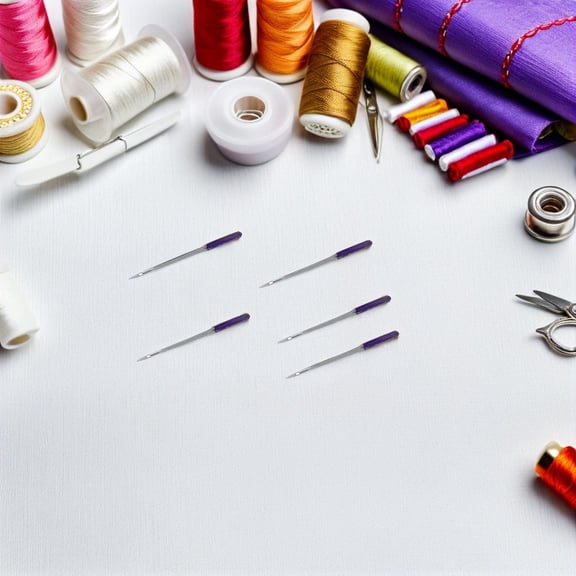 AURARMLET 48Pcs Ballpoint Needles for Sewing Machine Universal Steel Needles for Elastic Fabric