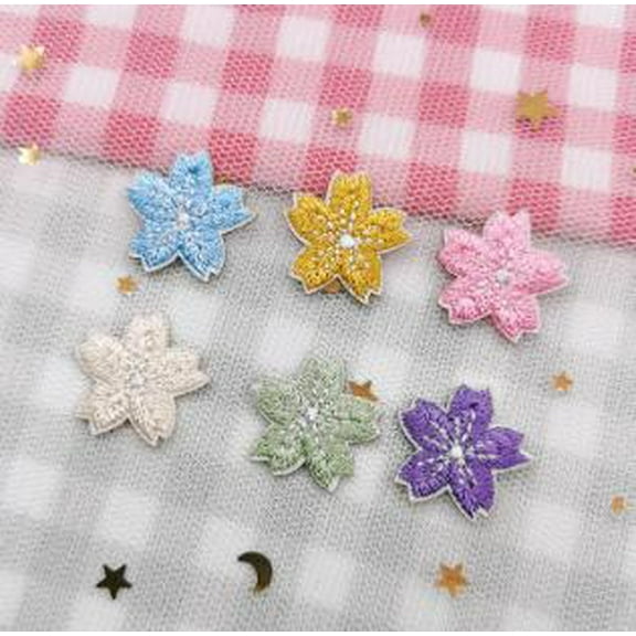 AURARMLET 48Pcs Embroidered Flower Patch Stickers Self Adhesive for Scrapbook Crafts