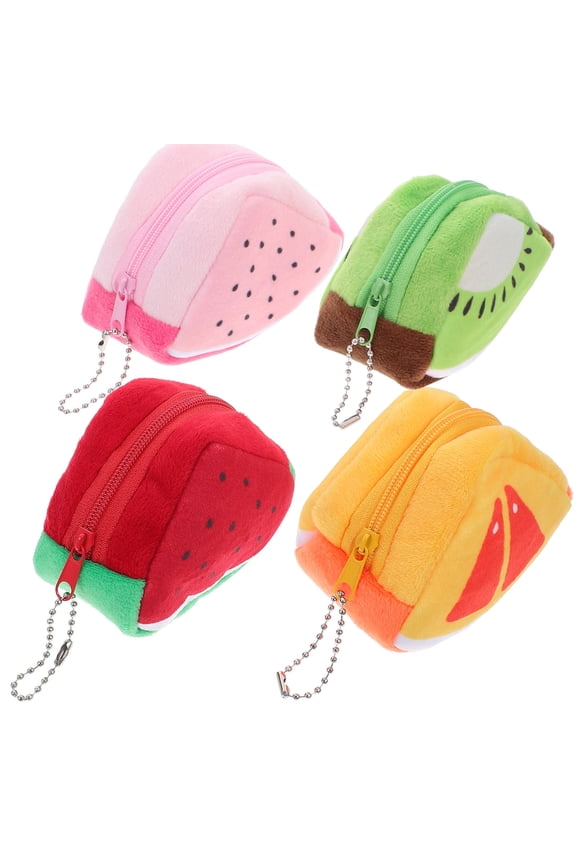 4-Pack Plush Purses with Zipper Closure, Assorted Colors, Soft and Secure Small Wallets for Everyday Use