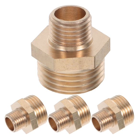 AURARMLET Set of 4 Copper Pipe Adapters in Brass Finish for Threaded Water Pipe Connections Plumbing Fittings