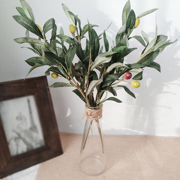 AURARMLET Artificial Olive Plants Simulation Olive Branches Assorted Color 4Pcs 14.2X5.9X3.9In