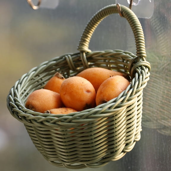AURARMLET Set of 4 Hanging Storage Baskets, Imitation Rattan, Pastoral Style Organizer, 14x10x7 cm for Home and Kitchen