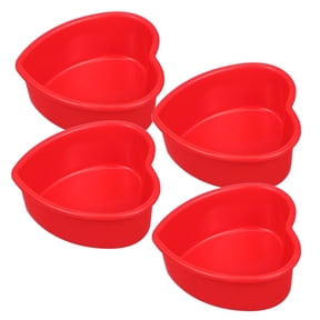 AURARMLET 4-Pack Red Silicone Heart-Shaped Nonstick Cake Molds for Baking, Ice Cream, Pudding, and Desserts