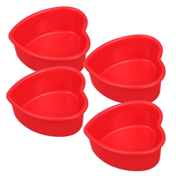 AURARMLET 4Pcs Nonstick Red Silicone Heart Cake Mold for Baking Ice Cream Pudding