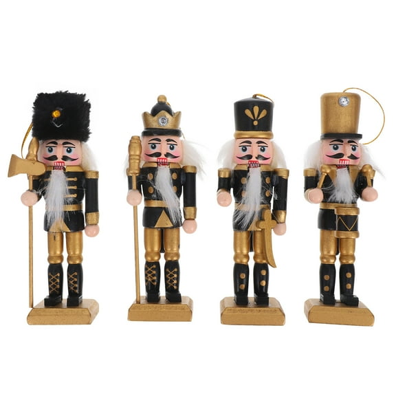 AURARMLET Christmas Wooden Nutcracker Figures Set of 4 Holiday Decorations for Home and Office